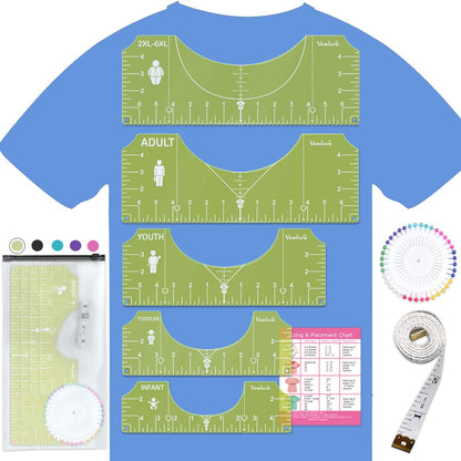 Vowlove T-Shirt Ruler for Precise Vinyl Alignment, Heat Press Guide Tool