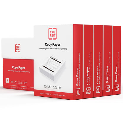TRU RED by Staples Copy/Printer Paper, 8.5x11, 20lb, 92 Bright, 4,000 Sh/Ct