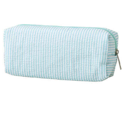 Seersucker Striped Pencil Bag, Large Capacity Stationery Pouch