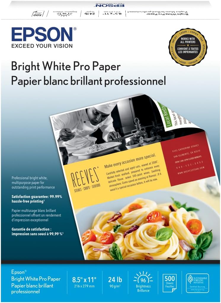 Epson Bright White Pro Paper - S041586-4, 8.5" x 11" (500 sheets)