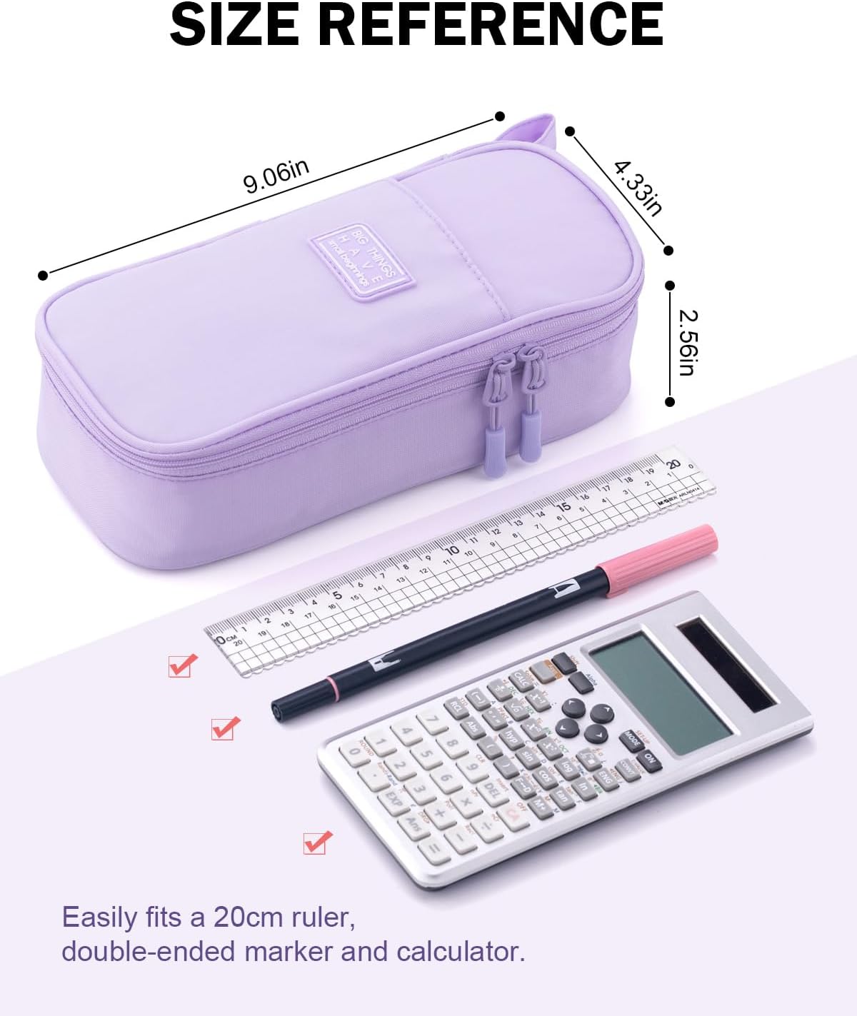 CICIMELON Durable Pen Pencil Case Big Storage Pen Pouch Bag for School Supplies Office College Teen Girls Adults, Purple