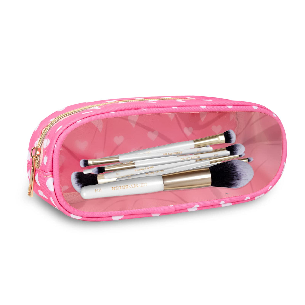 UIXIZQ Waterproof Small Pencil Case Makeup Bag for Purse,Cute Pencil Pouch Preppy Nylon Makeup Brush Holder with Zipper,Girls Portable Storage Case Small Pen Bag for Office(Slim-Black)