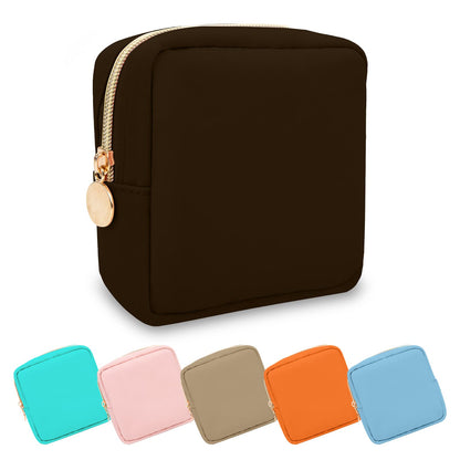 UIXIZQ Waterproof Small Pencil Case Makeup Bag for Purse,Cute Pencil Pouch Preppy Nylon Makeup Brush Holder with Zipper,Girls Portable Storage Case Small Pen Bag for Office(Slim-Black)