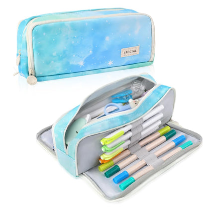 iSuperb Large Pencil Case 3 Compartments Pencil Pouch Big Capacity Pencil Bag for Kids Teen Girls Boys Student School Supplies Oxford Organizer Pen Bag Cosmetic Makeup Pouch