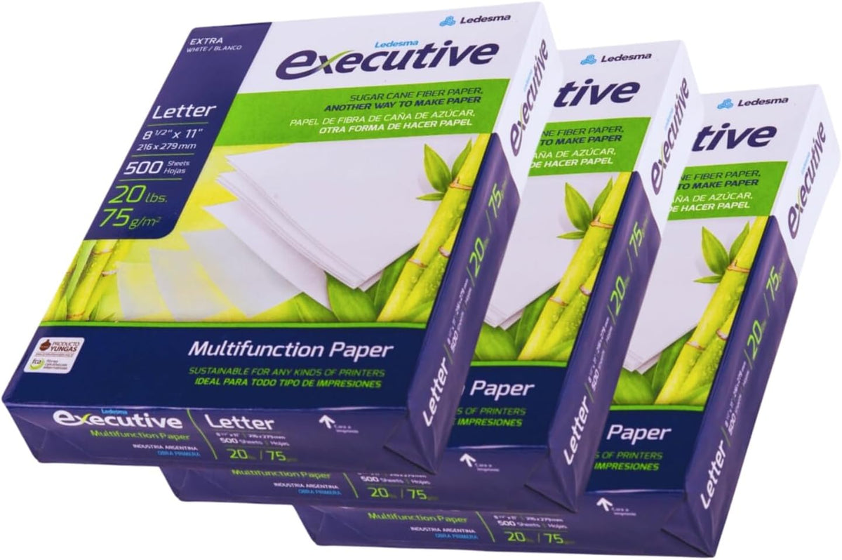 Sugarcane Fiber Copy Printer Paper - Size 8.5” x 11”, 20lb, Multipurpose, 92 Bright White Paper, Sustainable Solution, Ideal for All Office & Photocopy Printers & Designs (3 Reams - 1500 Sheets)