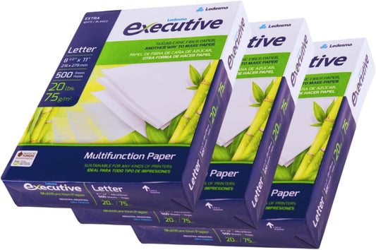 Sugarcane Fiber Copy Printer Paper - Size 8.5” x 11”, 20lb, Multipurpose, 92 Bright White Paper, Sustainable Solution, Ideal for All Office & Photocopy Printers & Designs (3 Reams - 1500 Sheets)