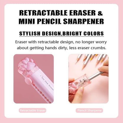9Pcs Cute School Supplies, Cute Stationery,Includs Pencil Sharpener