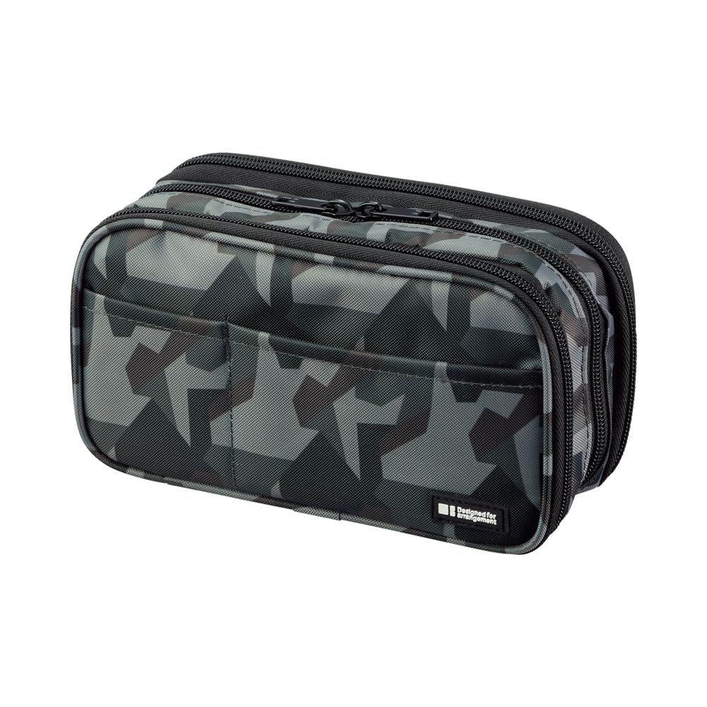 LIHIT LAB Large Capacity Zipper Pencil Case For School Office College, Big Capacity 4 Compartments Pencil Bag Holder Adults Teen Boys Girls, Travel Cosmetics Storage, Black (A7551-24)
