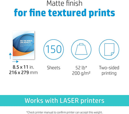 HP Professional Business Paper, Matte, 8.5x11 in, 52 lb, 150 sheets, works with laser printers (4WN05A)