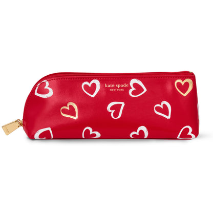 kate spade new york Pen and Pencil Case with Office Supplies, Zip Pouch Includes 2 Pencils, Sharpener, Eraser, and Ruler, Polka Dots (black/white)