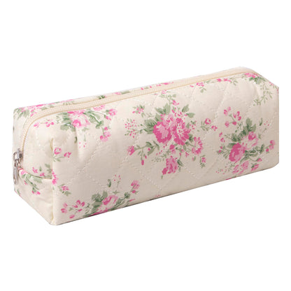 Pencil Case Office College School Storage Bag Pouch Holder Box Organizer Makeup Pouch Cosmetic Bag Aesthetic Cute Pen Case for Girls Boys Kids (Pink floral prints)