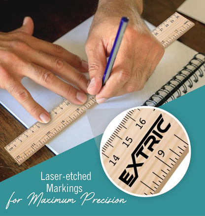 EXTRIC Rulers 12 Inch Bulk for Classroom 25 PK Wooden Ruler for Kids