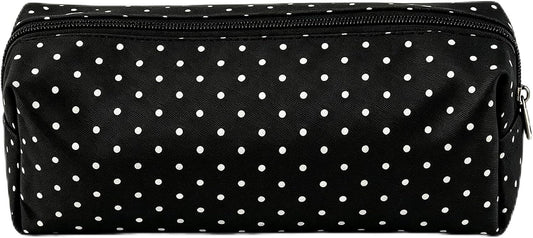 Cute Polka Dot Pencil Case Aesthetic Pencils Pouch, Black 1Pcs - Y2K Pencil Case Polka Dot, Slim Soft Canvas Pencil Pouch for High School College Student Stationery Supplies & Makeup Bag
