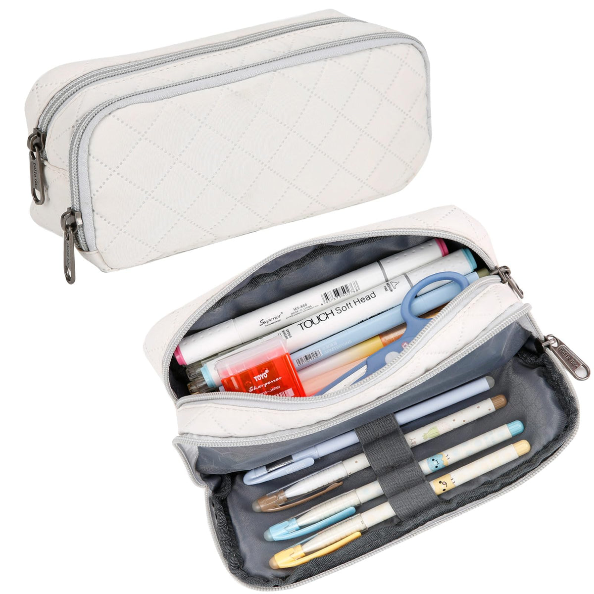 Della Gao Large Pencil Case, Big Capacity Pencil Pouch with 2 Compartments