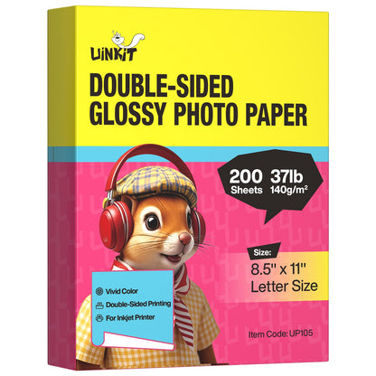 Uinkit Double-Sided Glossy Photo Paper, 8.5 x 11, 100 Sheets, 140gsm