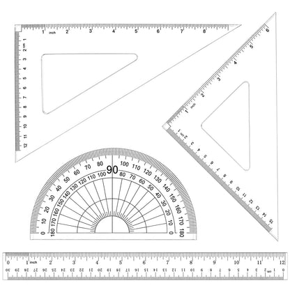 Coopay 4 Pcs Math Geometry Tool Set, Acrylic Drawing Tool, Clear