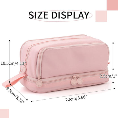 CICIMELON Large Capacity Pen Pencil Case with 4 Compartments, Multi-Slot Pencil Pouch Bag Aesthetic School Supplies Organizer for Teen Girls, Women, Adults (Pink)