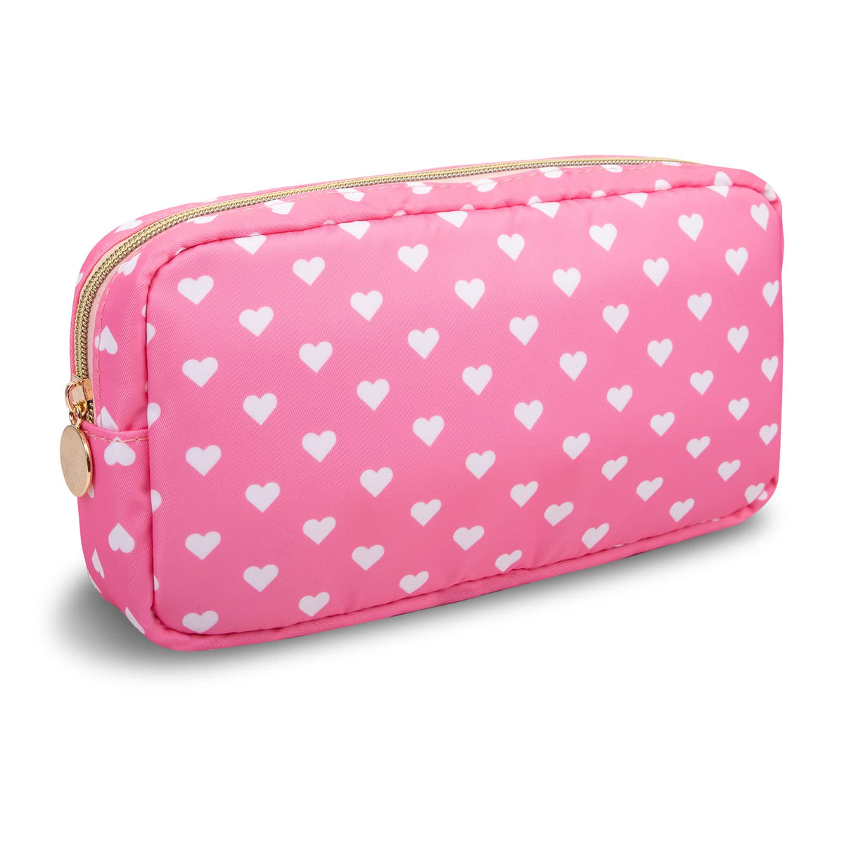 UIXIZQ Waterproof Small Pencil Case Makeup Bag for Purse,Cute Pencil Pouch Preppy Nylon Makeup Brush Holder with Zipper,Girls Portable Storage Case Small Pen Bag for Office(Slim-Black)
