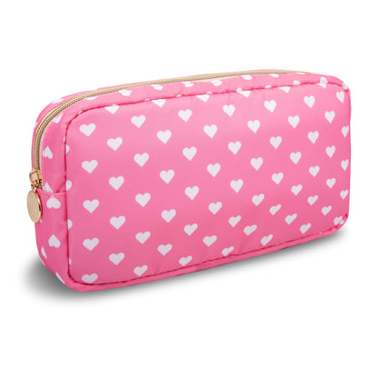 UIXIZQ Waterproof Small Pencil Case Makeup Bag for Purse,Cute Pencil Pouch Preppy Nylon Makeup Brush Holder with Zipper,Girls Portable Storage Case Small Pen Bag for Office(Slim-Black)