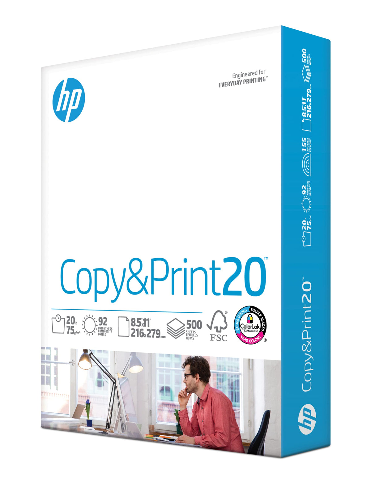 HP Printer Paper | 8.5 x 11 Paper | Copy &Print 20 lb | 1 Ream Case - 500 Sheets| 92 Bright | FSC Certified | 200060