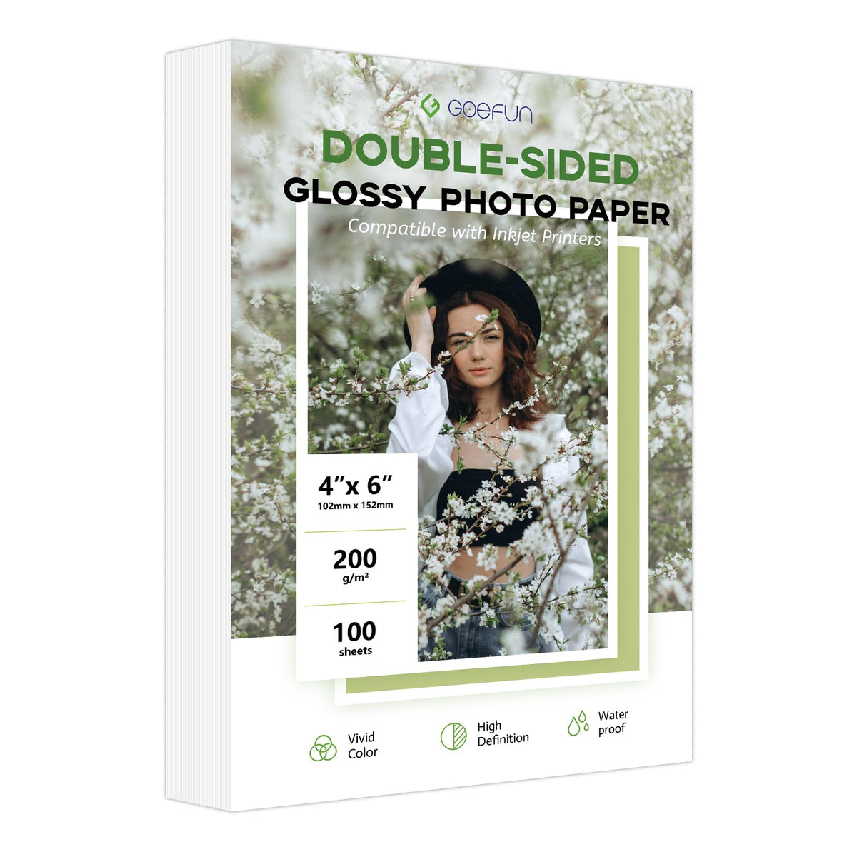 Glossy Photo Paper 8.5x11, Goefun 54LB Inkjet Printer Paper 100 Sheets