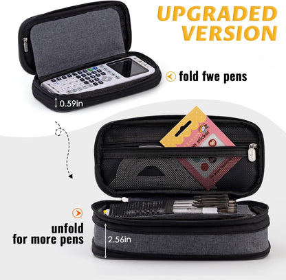 EASTHILL Big Capacity Pencil Pen Case Office College School Large Storage High Capacity Bag Pouch Holder Box Organizer (Deep Gray)