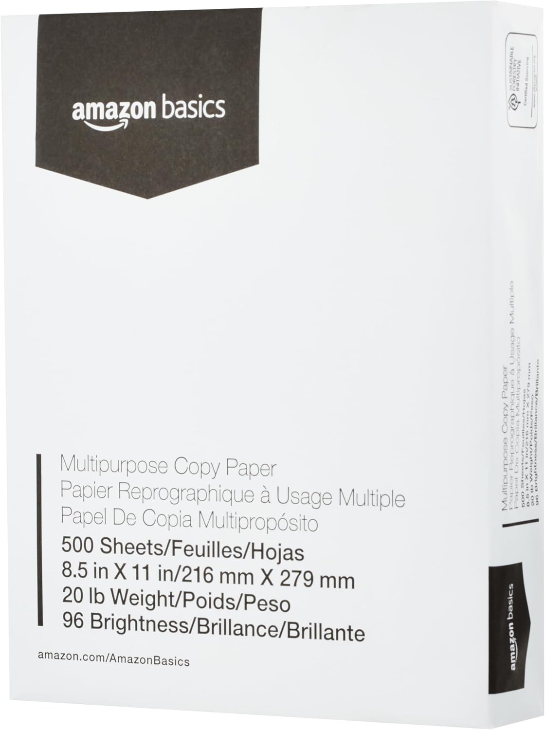 Amazon Basics Multipurpose Copy Printer Paper, 8.5 x 11 Inches, 20 lb Weight, 96 Bright White, 500 Sheets (1 Ream)