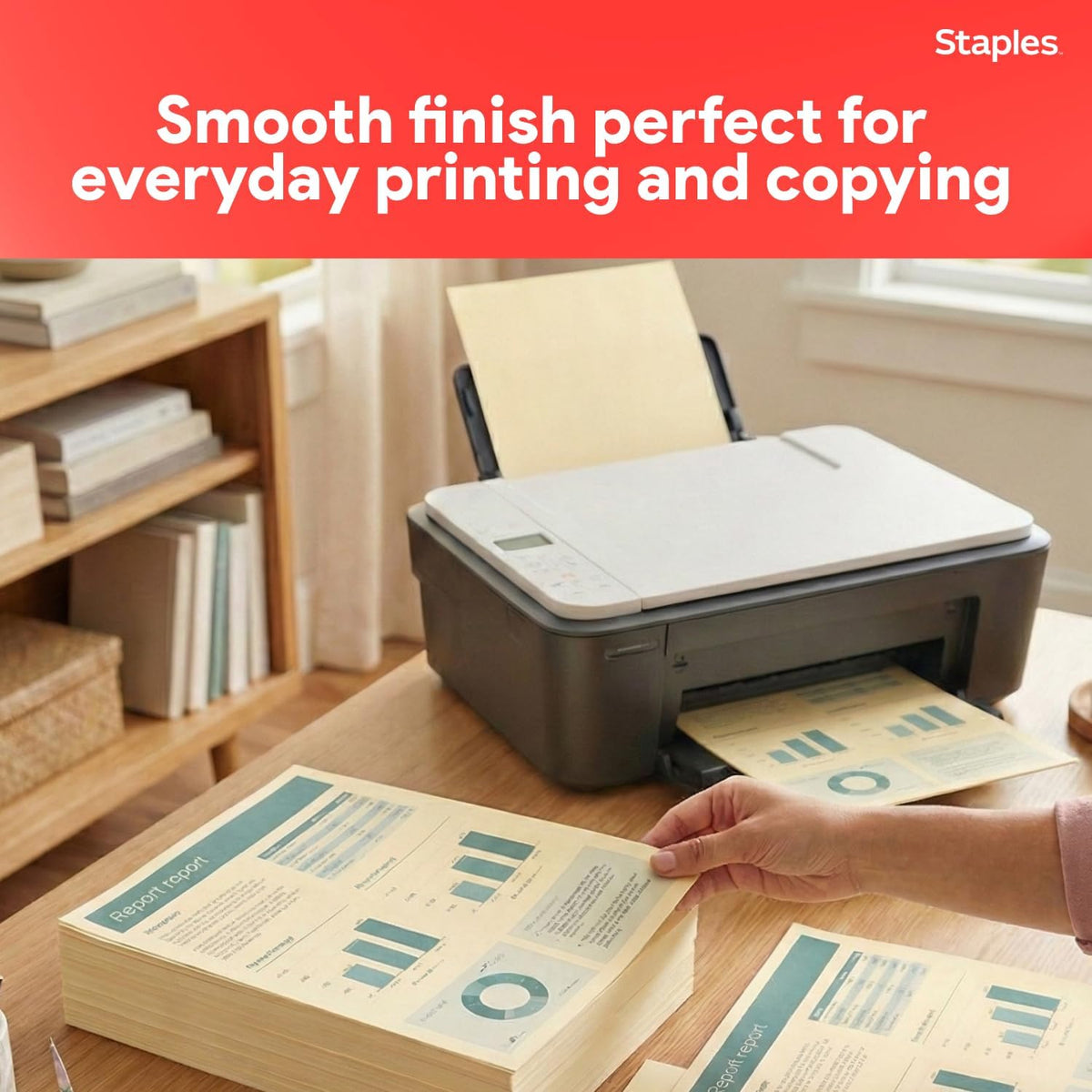 Staples Pastel Recycled Copy Paper, Cream, 20 lb., 8.5x11, 500 Sheets
