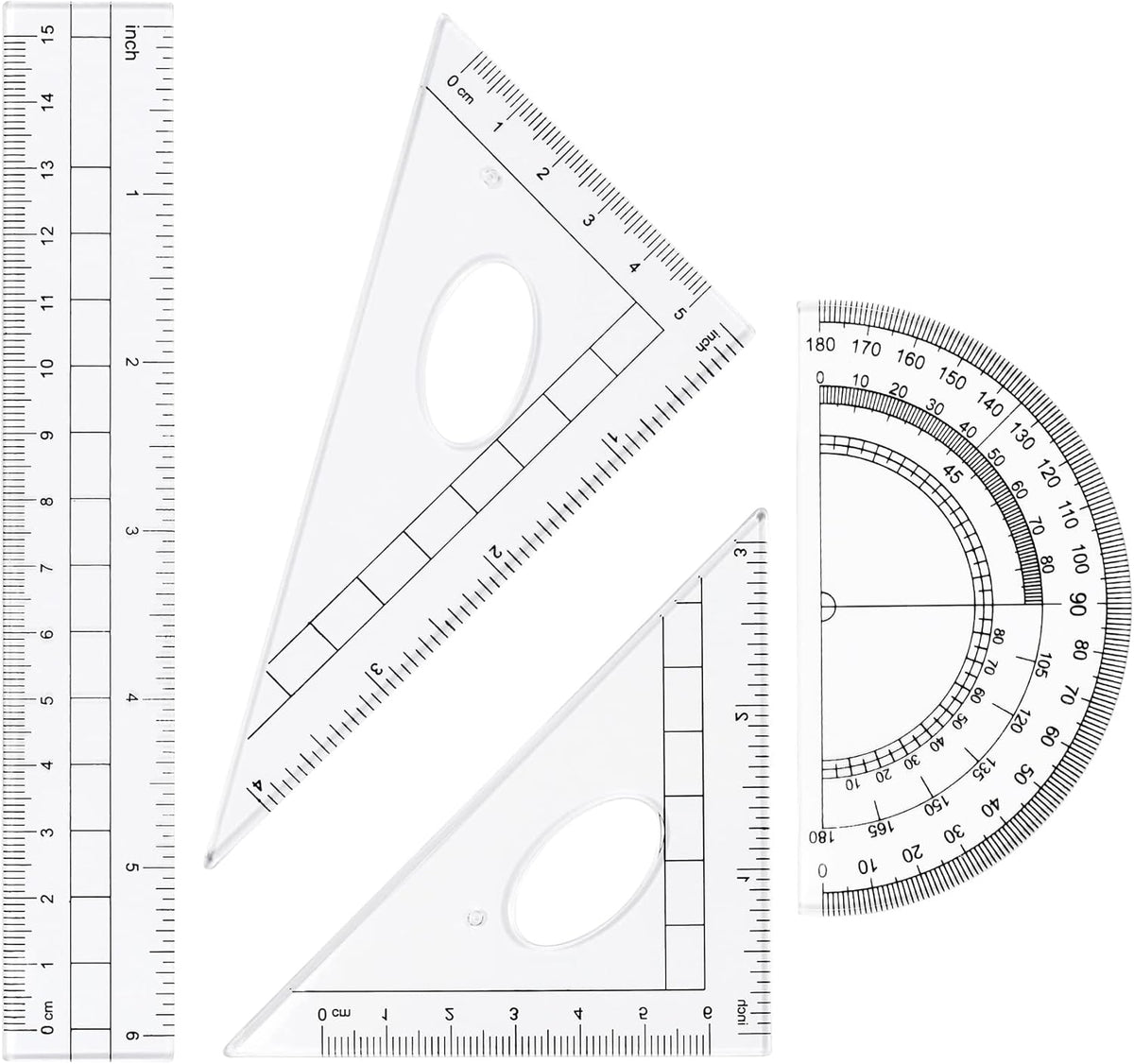 Unjoo Geometry Set 10 Pcs Student Supplies, Protractor and Compass (Pink）