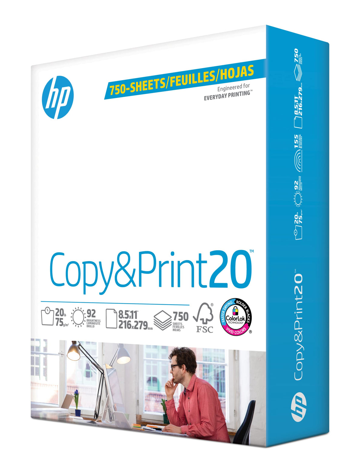 HP Printer Paper | 8.5 x 11 Paper | Copy &Print 20 lb | 1 Ream Case - 500 Sheets| 92 Bright | FSC Certified | 200060
