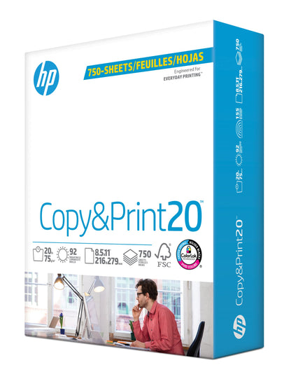 HP Printer Paper | 8.5 x 11 Paper | Copy &Print 20 lb | 1 Ream Case - 500 Sheets| 92 Bright | FSC Certified | 200060