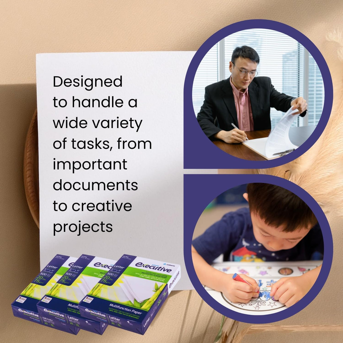 Sugarcane Fiber Copy Printer Paper - Size 8.5” x 11”, 20lb, Multipurpose, 92 Bright White Paper, Sustainable Solution, Ideal for All Office & Photocopy Printers & Designs (3 Reams - 1500 Sheets)