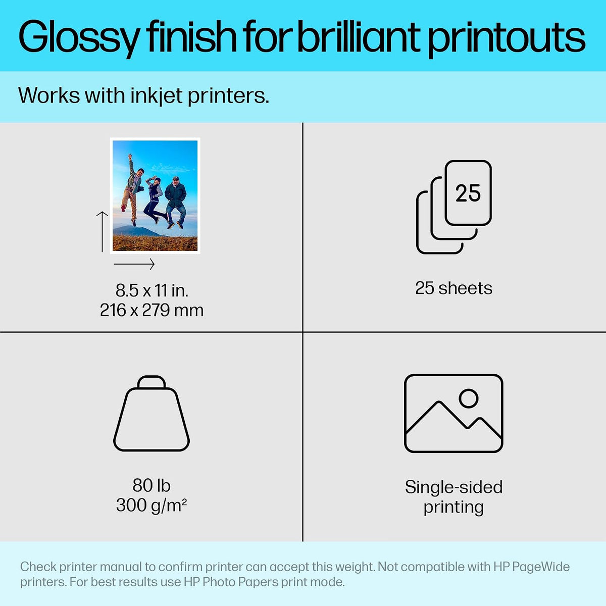 HP Premium Plus Photo Paper, Glossy, 8.5x11 in, 25 sheets (CR670A)