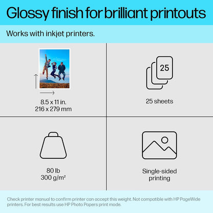 HP Premium Plus Photo Paper, Glossy, 8.5x11 in, 25 sheets (CR670A)
