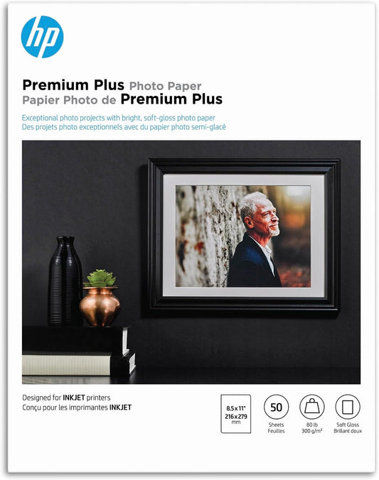 HP Premium Plus Photo Paper, Satin, 8.5x11 in, 50 sheets (CR667A)