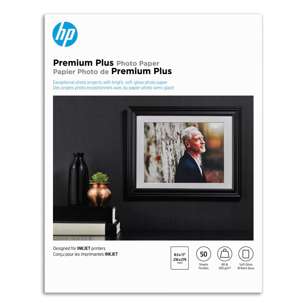 HP Premium Plus Photo Paper, Satin, 8.5x11 in, 50 sheets (CR667A)