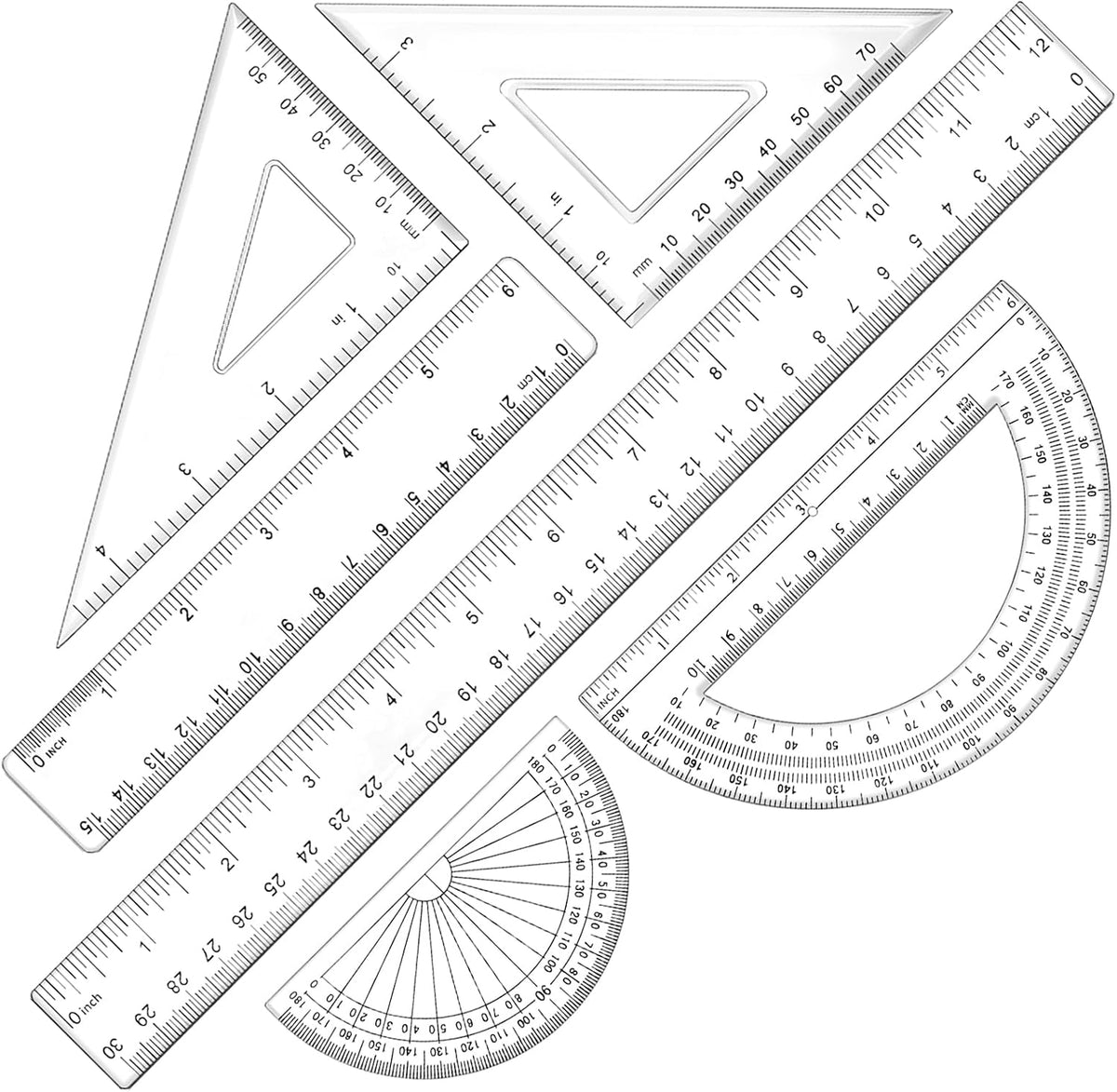 6 Piece Geometry Set, Professional Drafting Tools