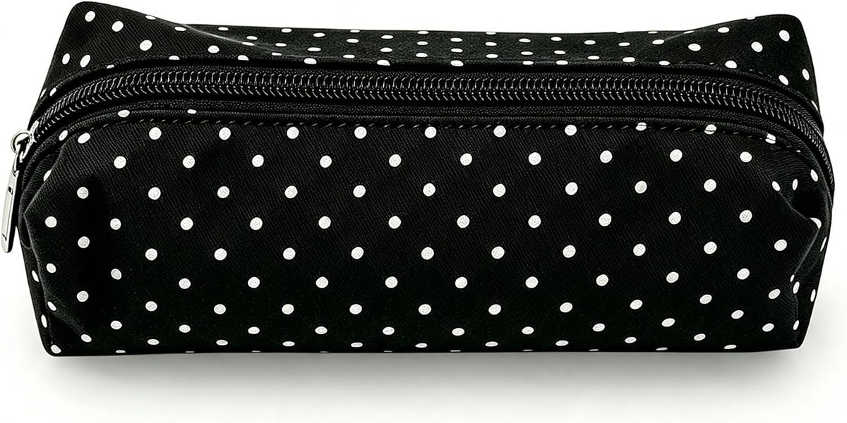 Pencil Case Aesthetic Pencil Pouch for Women Pencil Case Small, Y2K Large Capacity Pencils Case for Women, Pencil Pouch Aesthetic (Black polka dots)