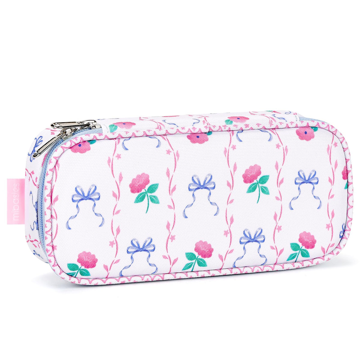 mibasies Girls Pencil Case for Kids, Multi-Slot Pencil Pouch, Pink Blue Rainbow