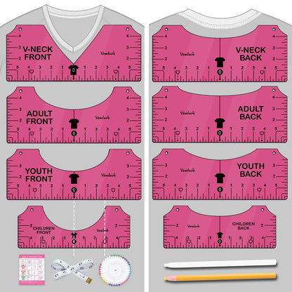 Vowlove T-Shirt Ruler for Precise Vinyl Alignment, Heat Press Guide Tool