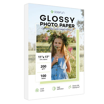 Glossy Photo Paper 8.5x11, Goefun 54LB Inkjet Printer Paper 100 Sheets