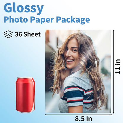 Reastar Glossy Photo Paper 8.5 × 11, 36 Sheets Inkjet Photo Printer Paper