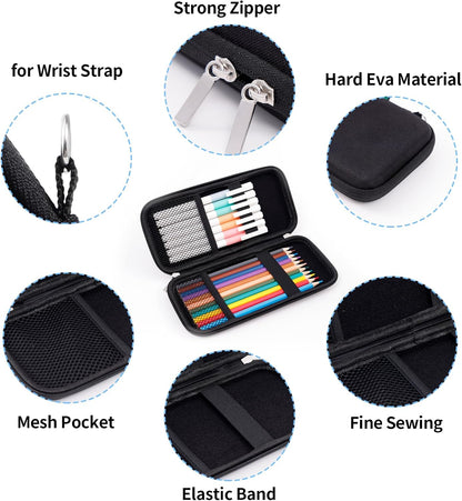 Upgraded Hard Pencil Case Box for Adults,Durable Pen Carrying Case with Zipper-Black