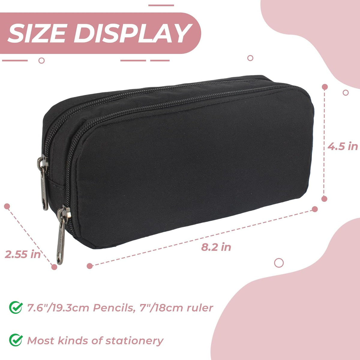 Della Gao Large Pencil Case, Big Capacity Pencil Pouch with 2 Compartments