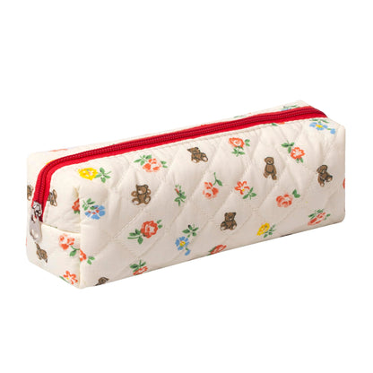 Pencil Case Office College School Storage Bag Pouch Holder Box Organizer Makeup Pouch Cosmetic Bag Aesthetic Cute Pen Case for Girls Boys Kids (Pink floral prints)