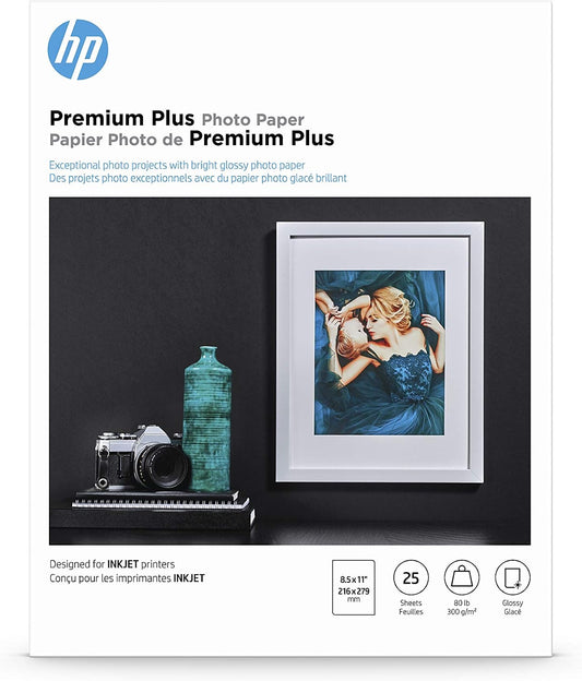 HP Premium Plus Photo Paper, Glossy, 8.5x11 in, 25 sheets (CR670A)
