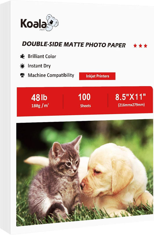 Koala Double Sided Matte Photo Paper 8.5X11 Inch 48LB 100 Sheets