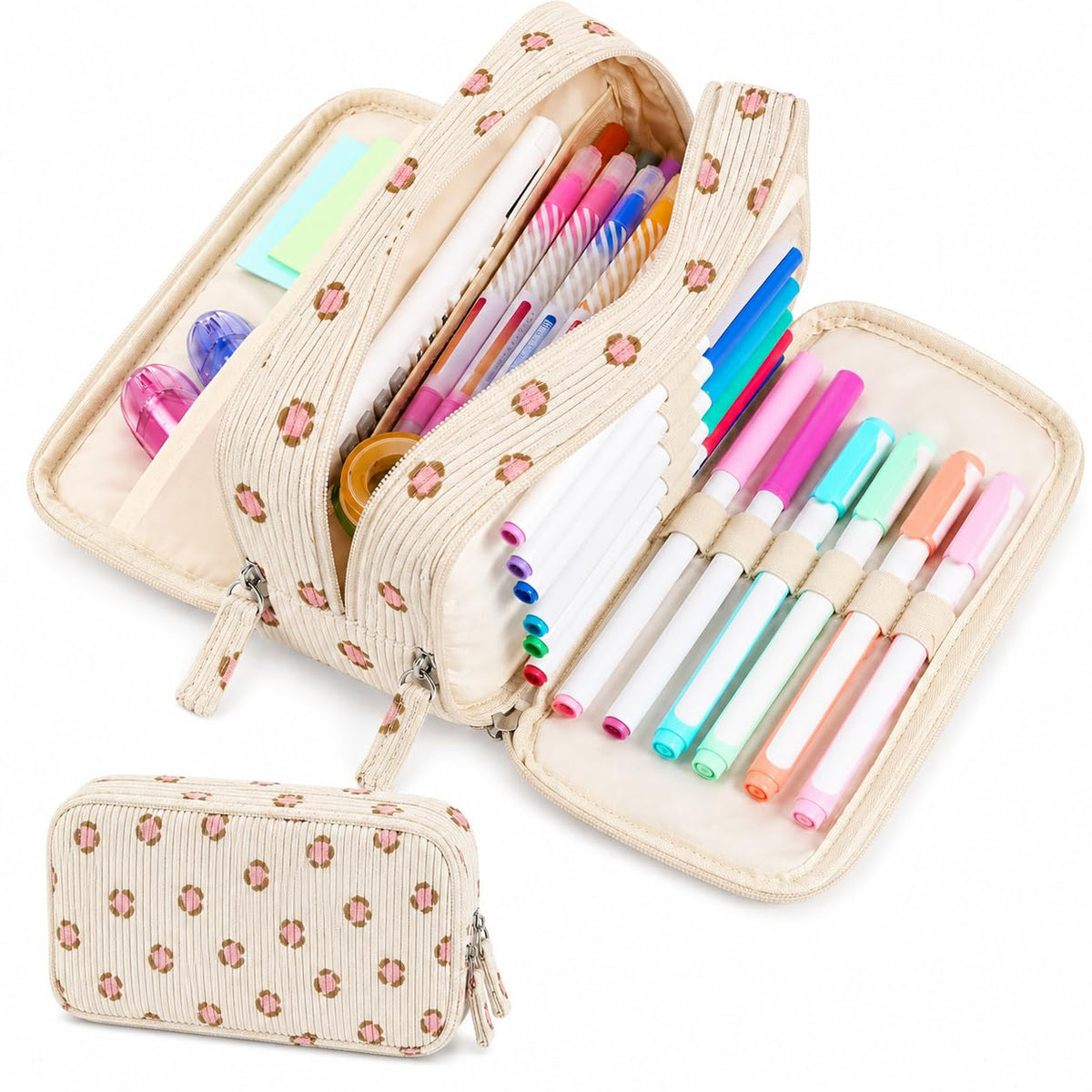 Sooez Big Capacity Pencil Case Pen Pouch, Soft Corduroy Pencil Bag