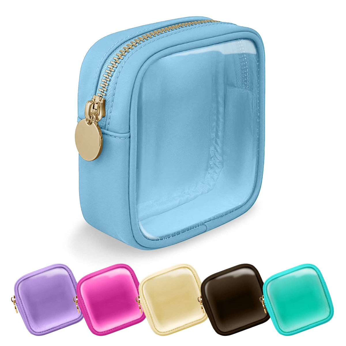 UIXIZQ Waterproof Small Pencil Case Makeup Bag for Purse,Cute Pencil Pouch Preppy Nylon Makeup Brush Holder with Zipper,Girls Portable Storage Case Small Pen Bag for Office(Slim-Black)