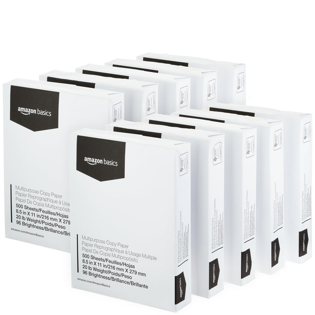 Amazon Basics Multipurpose Copy Printer Paper, 8.5 x 11 Inches, 20 lb Weight, 96 Bright White, 500 Sheets (1 Ream)
